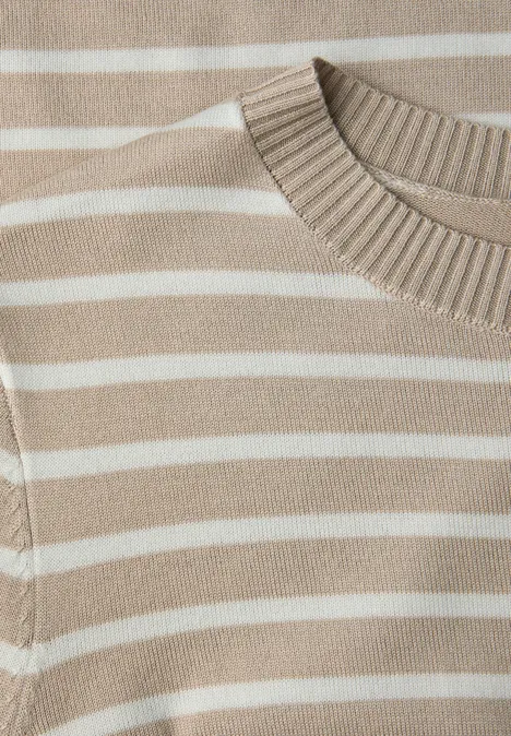 Gestreifter Pullover cotton beige Gestreifter Pullover cotton beige