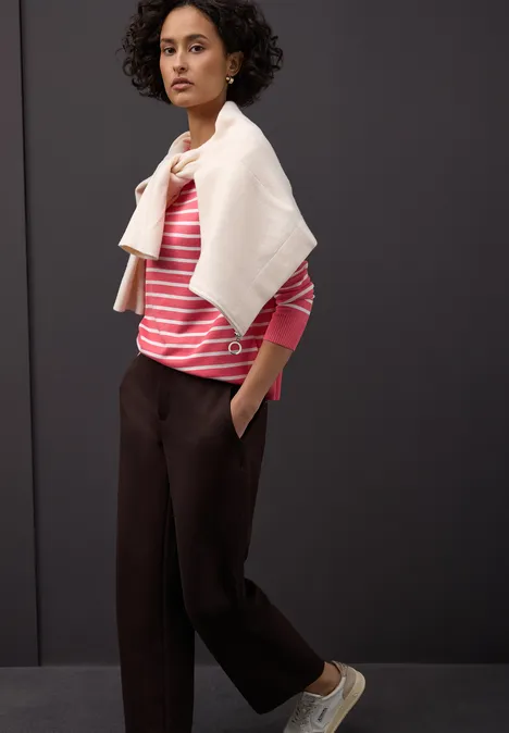 Gestreifter Pullover striking coral Gestreifter Pullover striking coral