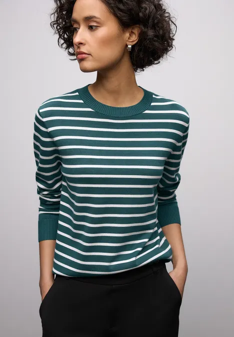 Gestreifter Pullover mediterra green
