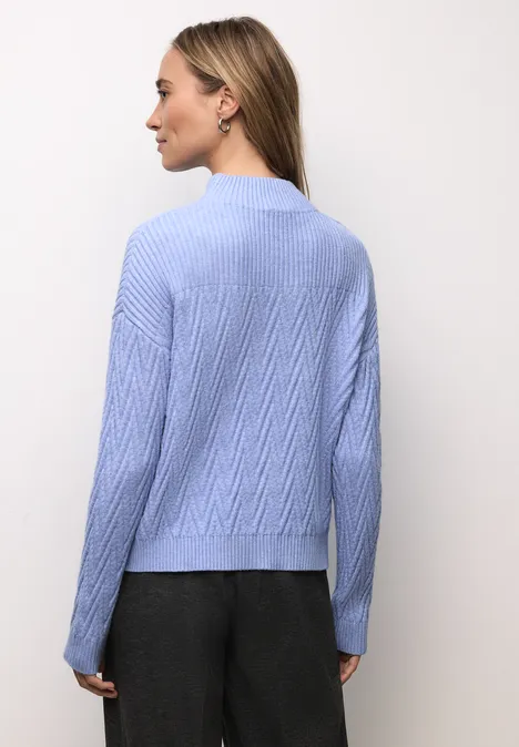 Pullover mit Strukturmix frosted blue mel. Pullover mit Strukturmix frosted blue mel.