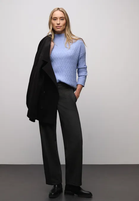 Pullover mit Strukturmix frosted blue mel. Pullover mit Strukturmix frosted blue mel.