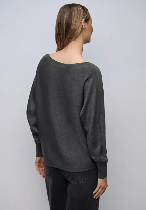 Glitzernder Dolman Pullover gravel grey mel.