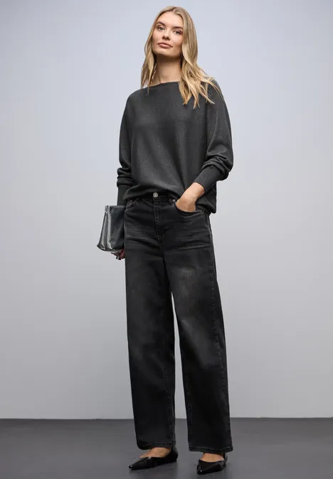 Glitzernder Dolman Pullover gravel grey mel.