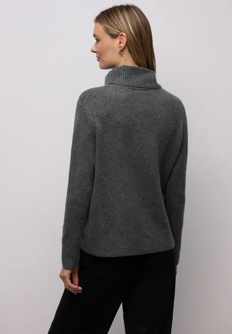 Doux pull à col roulé gravel grey mel.