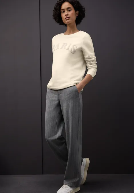 Sweatshirt met tekst soft beige