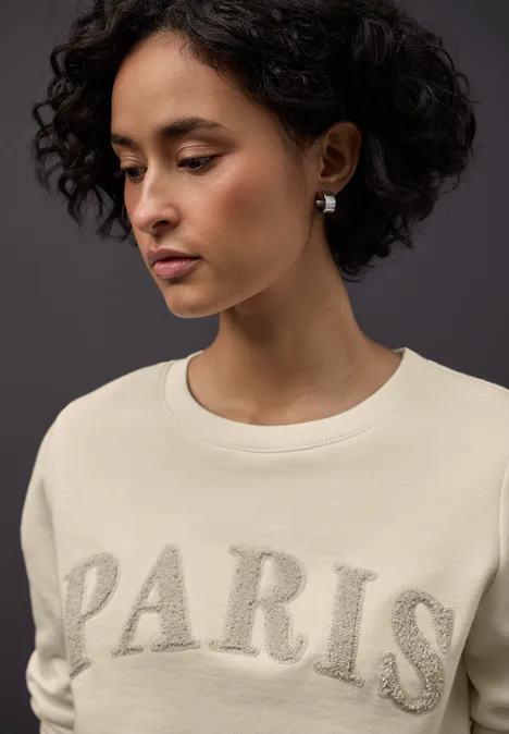 Sweatshirt met tekst soft beige
