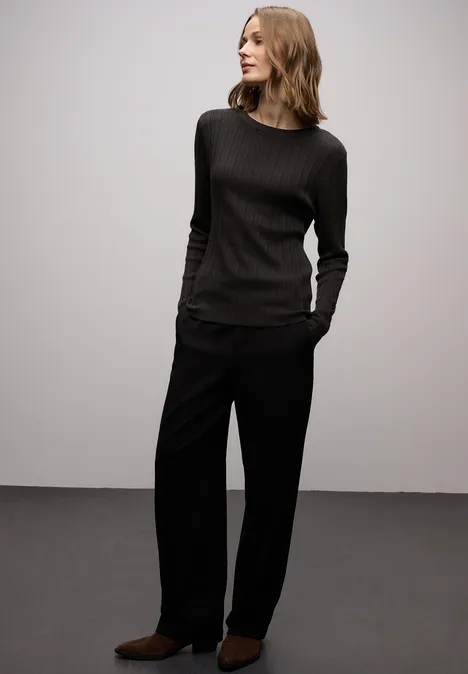 Pullover mit Rippstruktur darkest brown Pullover mit Rippstruktur darkest brown