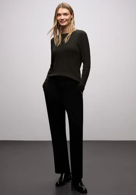 Pull à structure côtelée darkest brown Pull à structure côtelée darkest brown