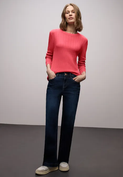 Pullover mit Rippstruktur striking coral Pullover mit Rippstruktur striking coral