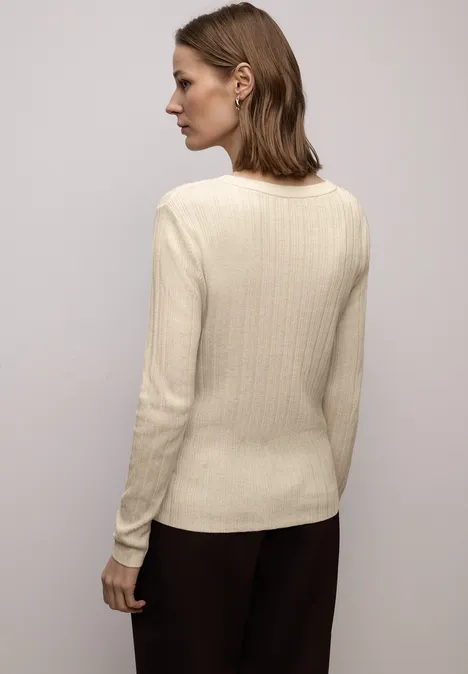 Pullover mit Rippstruktur cotton beige mel. Pullover mit Rippstruktur cotton beige mel.