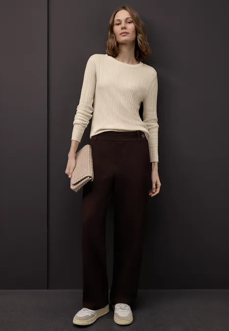 Pullover mit Rippstruktur cotton beige mel. Pullover mit Rippstruktur cotton beige mel.