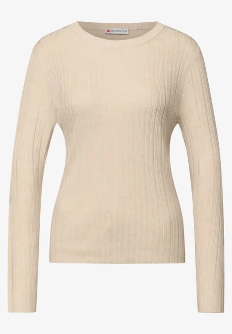 Pullover mit Rippstruktur cotton beige mel. Pullover mit Rippstruktur cotton beige mel.