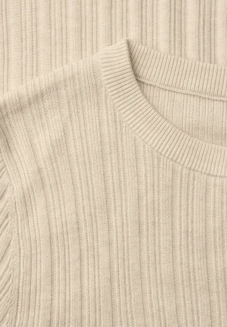 Pullover mit Rippstruktur cotton beige mel. Pullover mit Rippstruktur cotton beige mel.