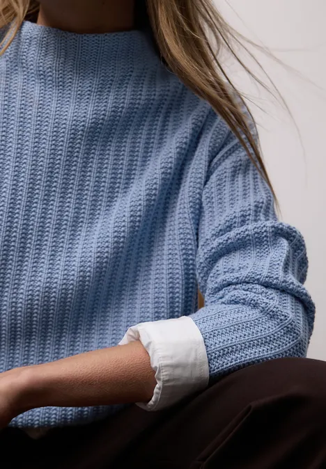 Gestructureerde coltrui frosted blue