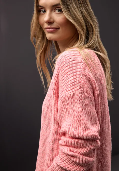 Mouliné Pullover striking coral