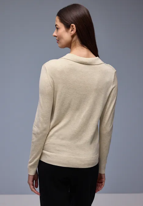 Pull-over en couleur unie cotton beige mel.