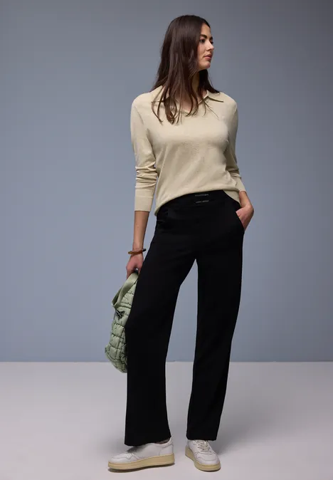 Pull-over en couleur unie cotton beige mel.