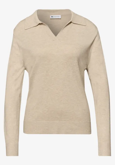 Pullover in Unifarbe cotton beige mel.