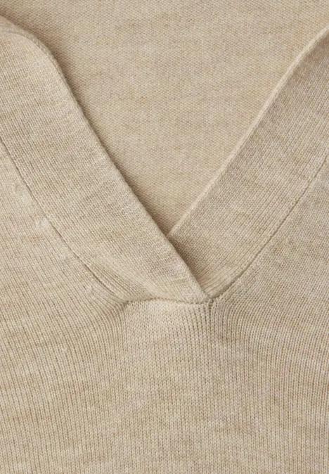 Pull-over en couleur unie cotton beige mel.