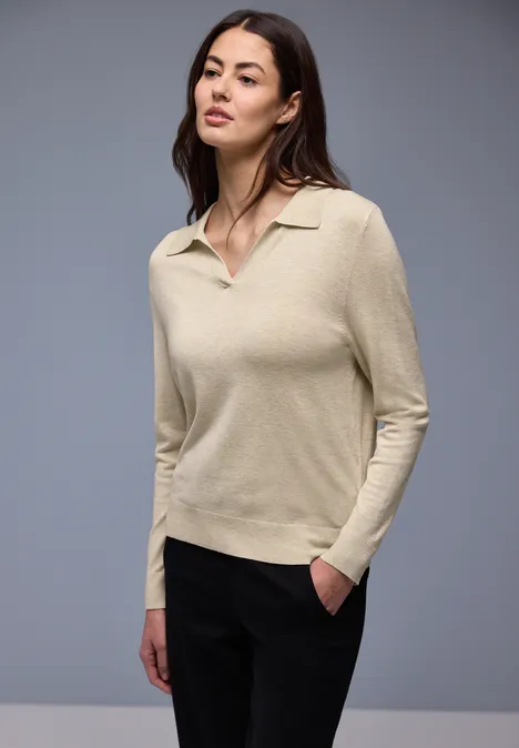 Pull-over en couleur unie cotton beige mel.