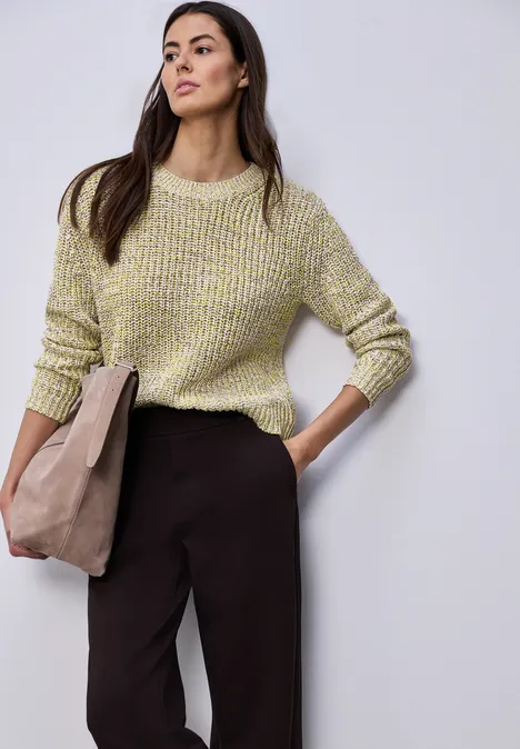 Grof gebreide trui cotton beige