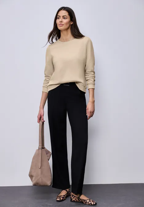 Basic Sweatshirt cotton beige
