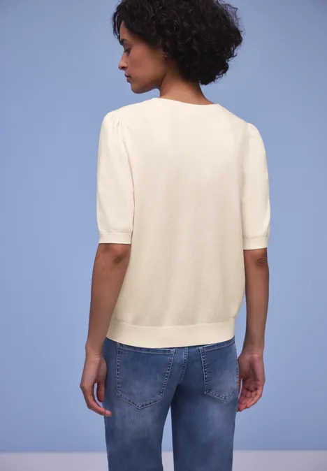 Pullover in Unifarbe cream white melange