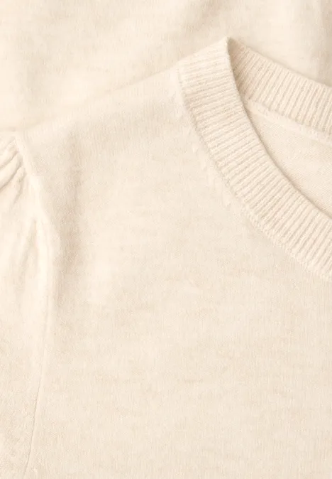Pullover in Unifarbe cream white melange