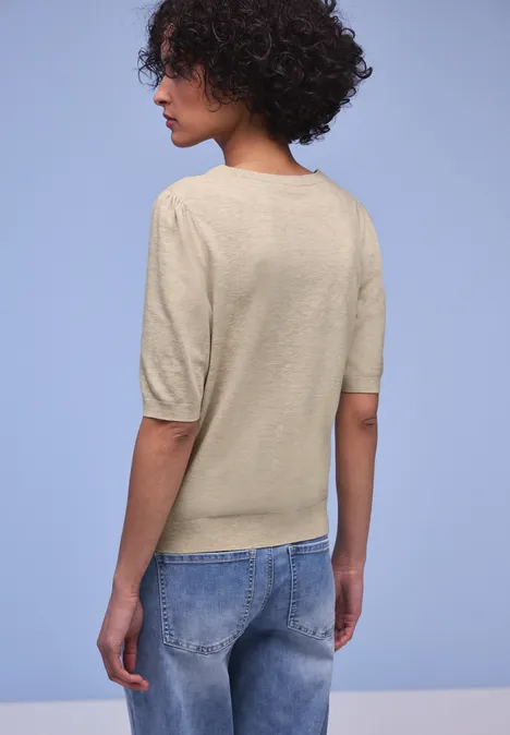 Pullover in Unifarbe cotton beige mel. Pullover in Unifarbe cotton beige mel.