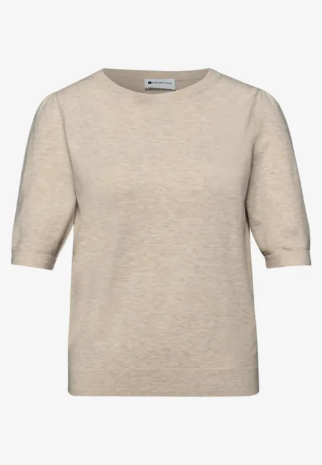 Pullover in Unifarbe cotton beige mel. Pullover in Unifarbe cotton beige mel.