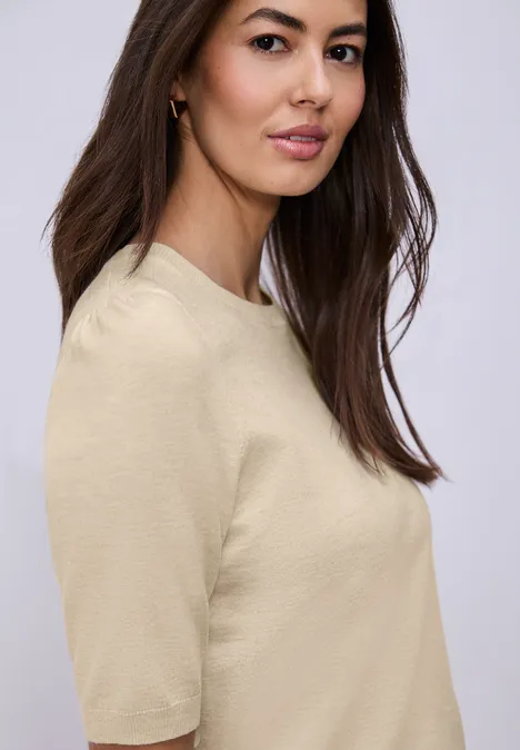 Pullover in Unifarbe smoke beige mel.