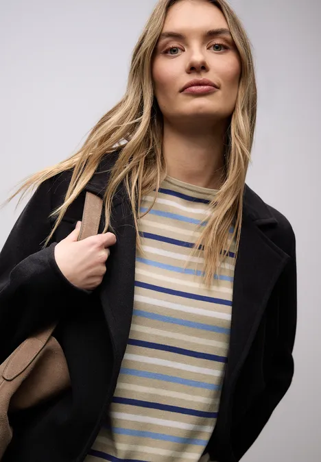 Gestreifter Pullover cotton beige