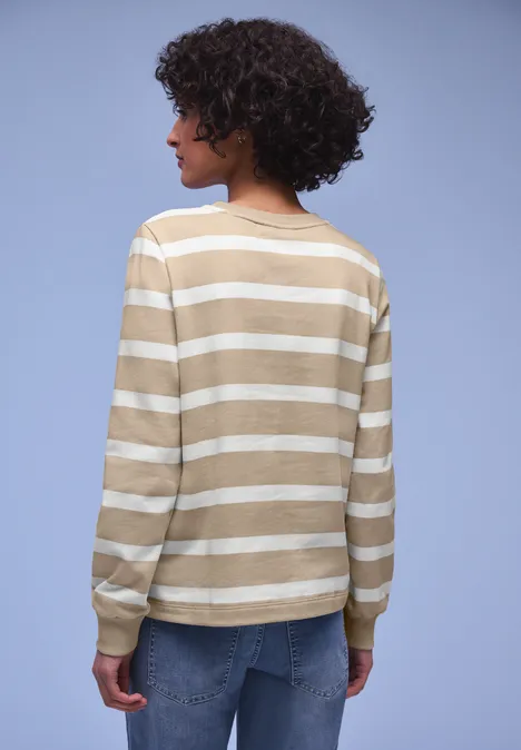 Gestreept sweatshirt cotton beige