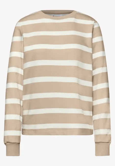 Gestreept sweatshirt cotton beige