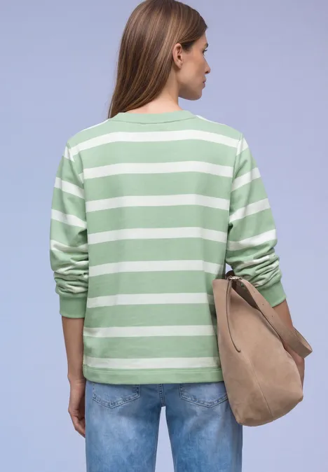 Gestreept sweatshirt pale mint green