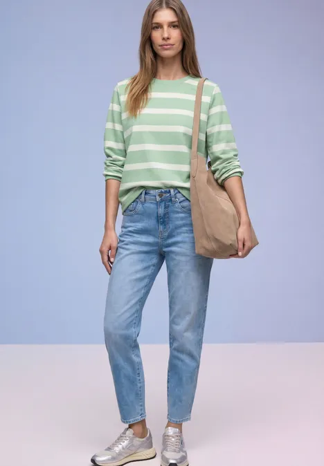 Gestreept sweatshirt pale mint green