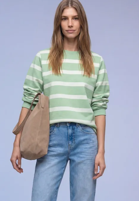 Gestreept sweatshirt pale mint green