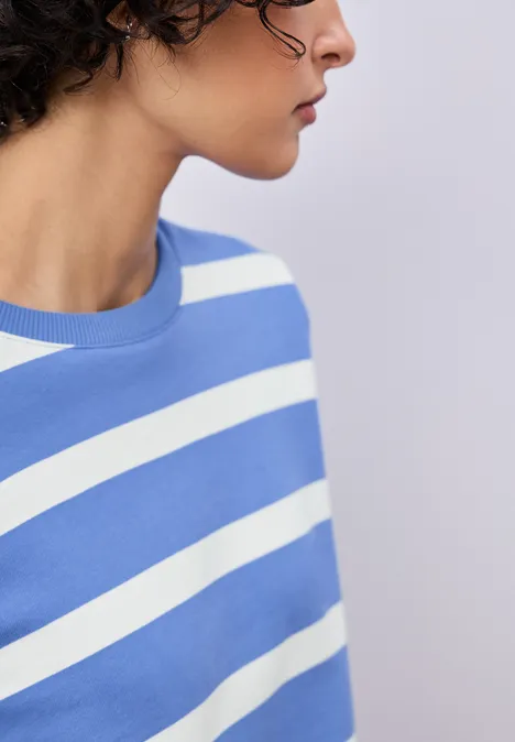 Sweat-shirt à rayures bonnet blue