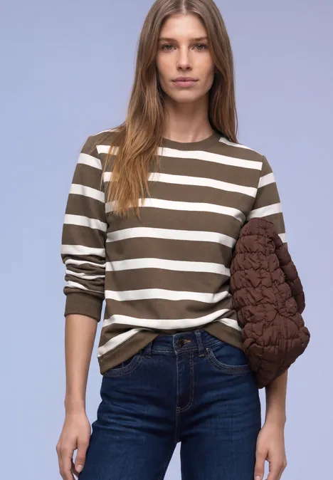 Gestreiftes Sweatshirt light terra mocha