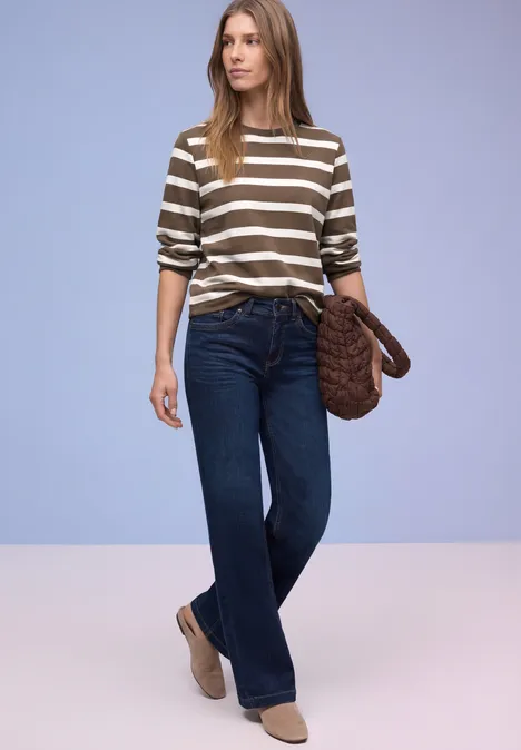 Sweat-shirt à rayures light terra mocha