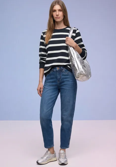 Gestreept sweatshirt shadowed navy