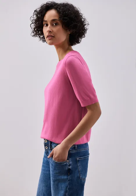 Pull-over en couleur unie ibis rose
