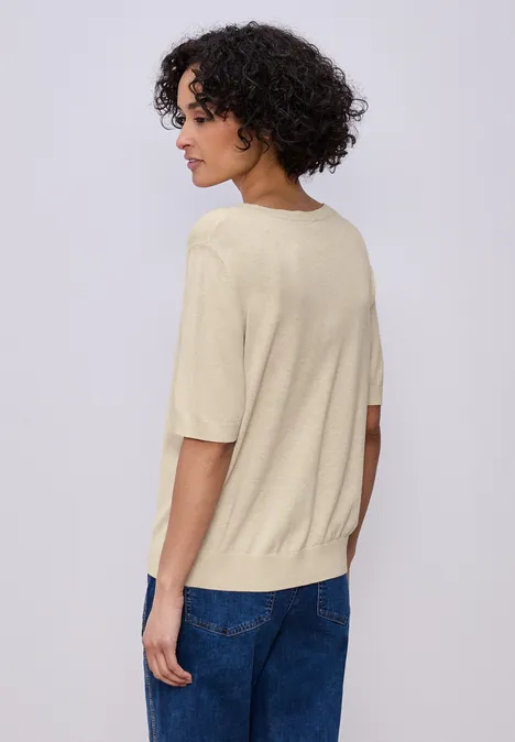 Pullover in Unifarbe smoke beige mel. Pullover in Unifarbe smoke beige mel.