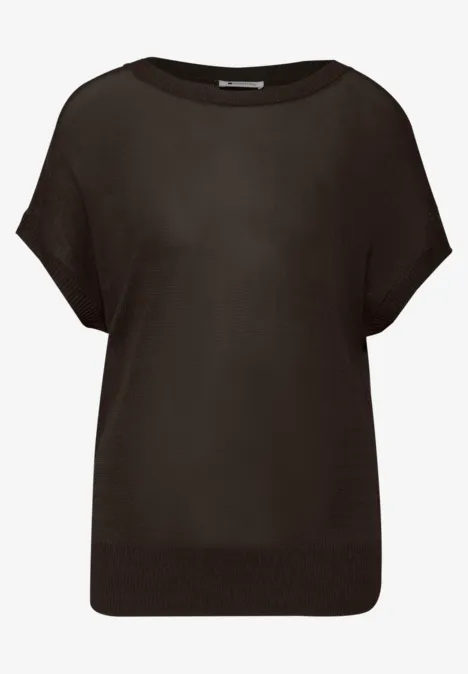 Pull-over avec encolure en U espresso brown