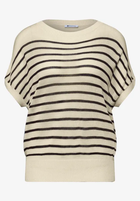 Pullunder mit Boatneck und Streifen soft beige