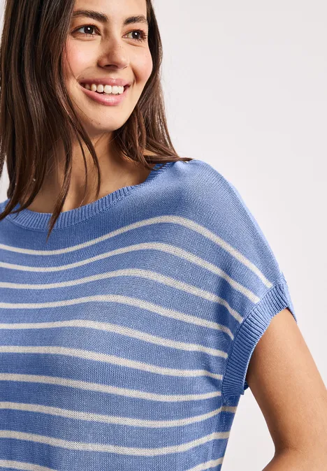 Pullunder mit Boatneck und Streifen drift blue
