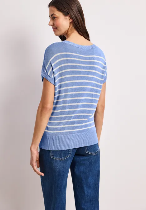Pull-over rayé à col bateau drift blue