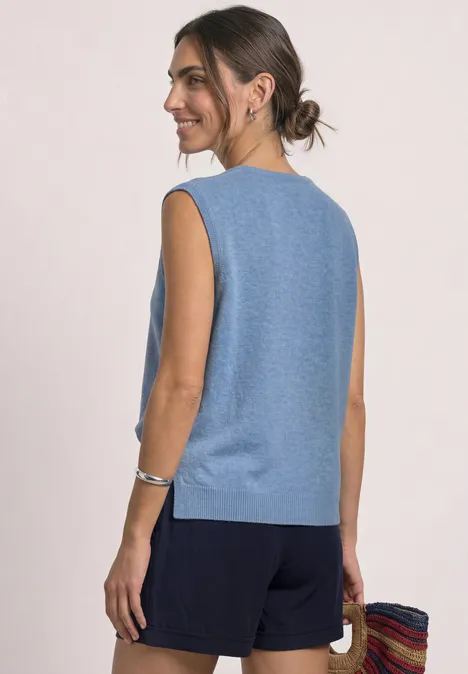 Pullunder mit V-Neck in Unifarbe northern blue mel. Pullunder mit V-Neck in Unifarbe northern blue mel.