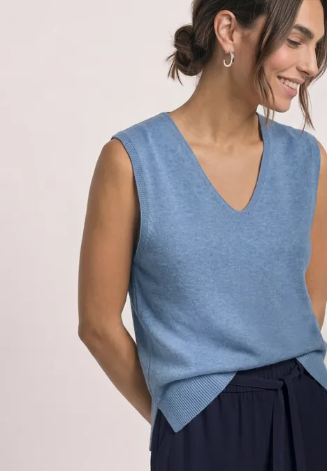 Pullunder mit V-Neck in Unifarbe northern blue mel. Pullunder mit V-Neck in Unifarbe northern blue mel.