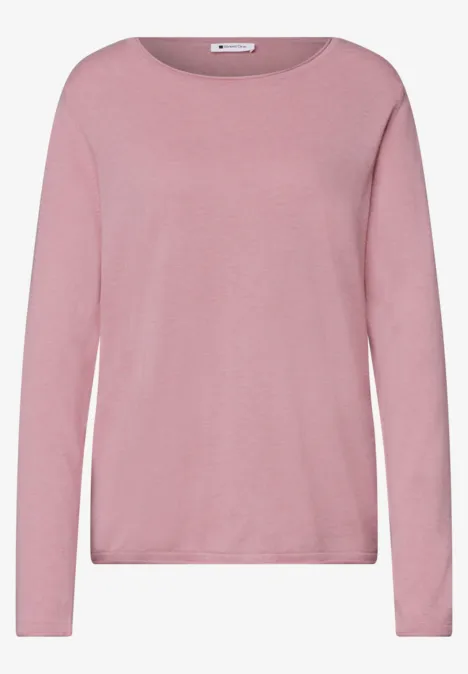 Pullover mit Rundhals und Rollkanten vintage blush mel. Rosa Pullover mit langen Ärmeln